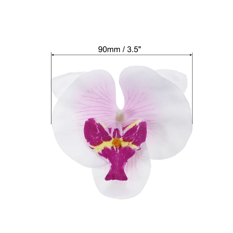 40Pcs 3.5" Artificial Silk Butterfly Orchid Flower Heads for DIY White Purple