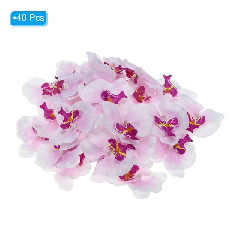 40Pcs 3.5" Artificial Silk Butterfly Orchid Flower Heads for DIY White Purple