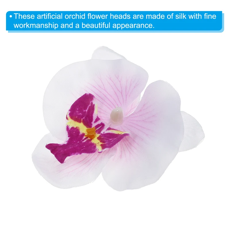 40Pcs 3.5" Artificial Silk Butterfly Orchid Flower Heads for DIY White Purple