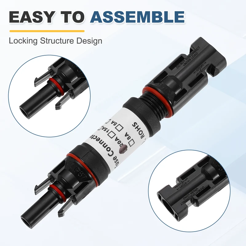 2Pcs 20A Solar Fuse Holder Inline with Fuse for Solar Photovoltaic System