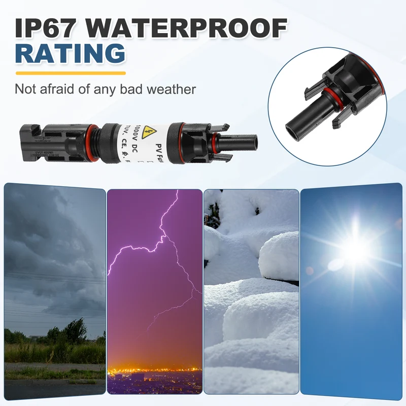 2Pcs 15A Solar Fuse Holder Inline with Fuse for Solar Photovoltaic System