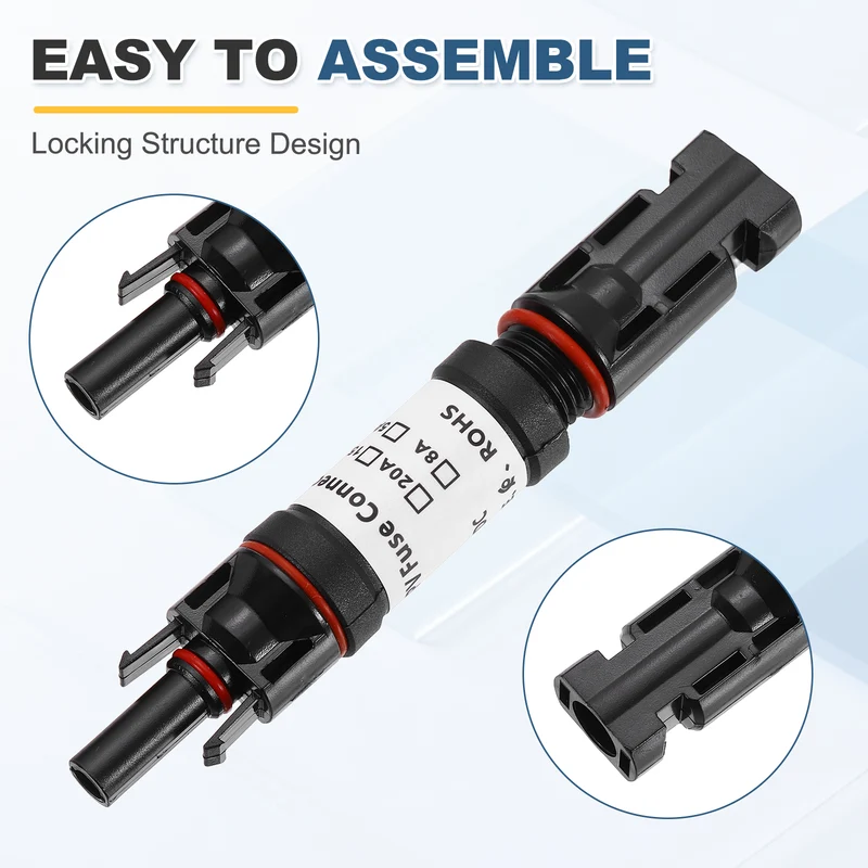 2Pcs 10A Solar Fuse Holder Inline with Fuse for Solar Photovoltaic System