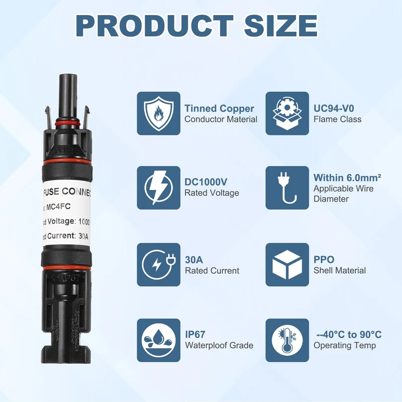 30A Solar Fuse Holder Inline for Solar Photovoltaic System