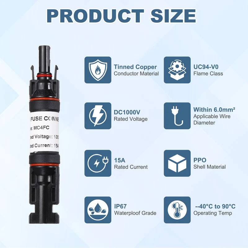 15A Solar Fuse Holder Inline for Solar Photovoltaic System