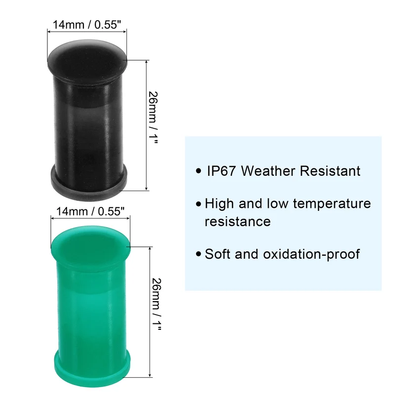 Solar Connector Caps, 50 Set Weather Resistant IP67 Male and Female Dust Cap for Solar Panel Connectors, Black, Green