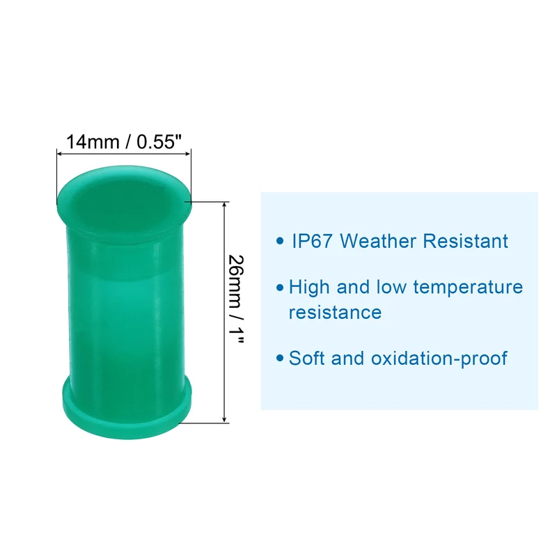 Solar Connector Caps 50 Set Weather Resistant IP67 Male and Female 26x14mm Green