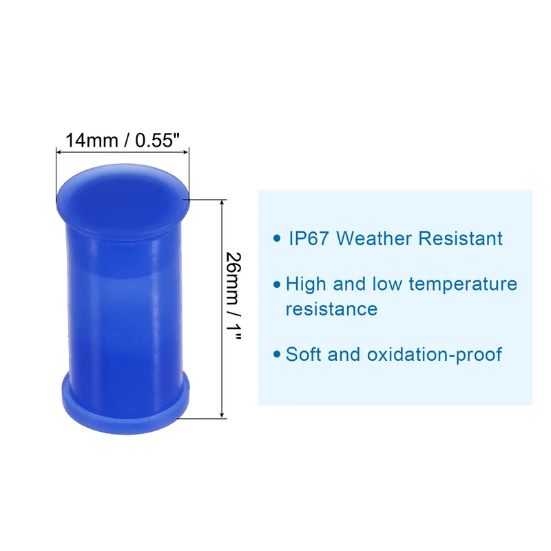 Solar Connector Caps, 15 Set Weather Resistant IP67 26mm x 14mm, Blue
