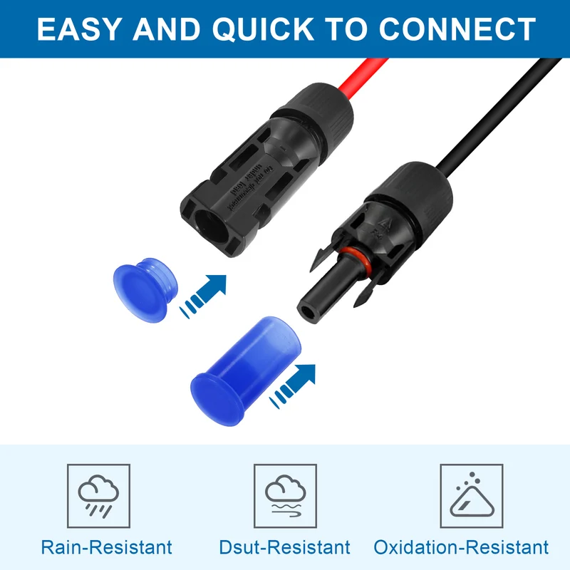Solar Connector Caps, 15 Set Weather Resistant IP67 26mm x 14mm, Blue