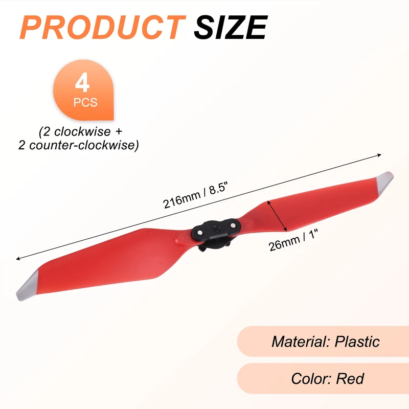 4Pcs 8.5" Low Noise Propellers for Mavic Air 2 Quadcopter Red