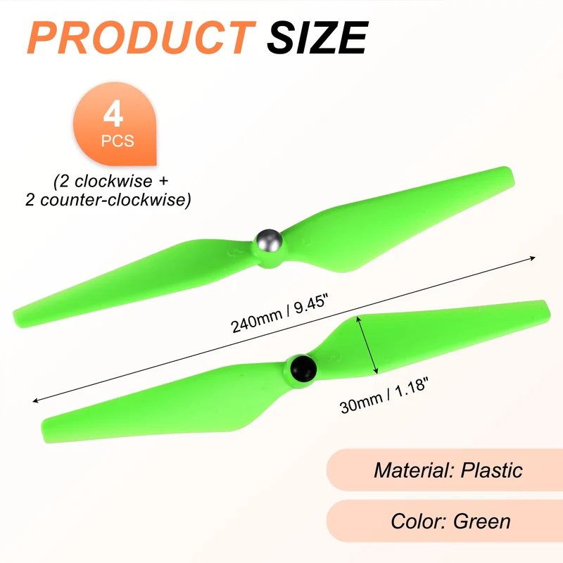 4Pcs 9Inch Plastic Propellers Self-Tightening for Phantom 3 Green