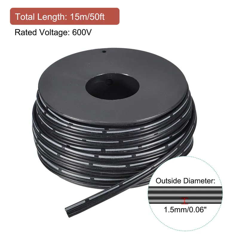 22AWG Ribbon Cable Silicone Wire 3Pin 22 Gauge Ribbon Wire Flat Silicone Cable 15m/50ft Black Stranded Tinned Copper Wire