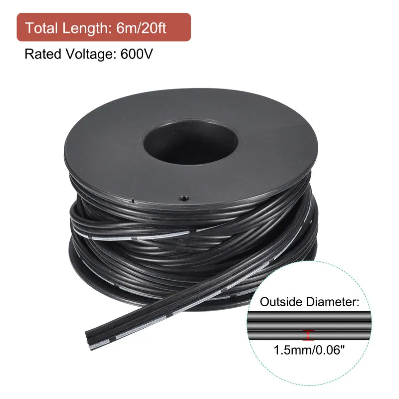 22AWG Ribbon Cable Silicone Wire 3Pin 22 Gauge Ribbon Wire Flat Silicone Cable 6m/20ft Black Stranded Tinned Copper Wire