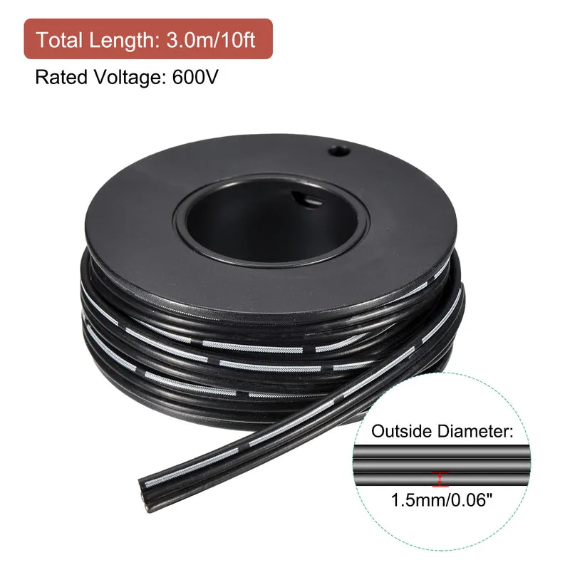 22AWG Ribbon Cable Silicone Wire 3Pin 22 Gauge Ribbon Wire Flat Silicone Cable 3m/10ft Black Stranded Tinned Copper Wire