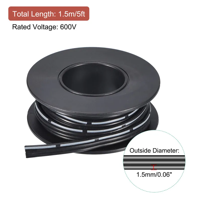 22AWG Ribbon Cable Silicone Wire 3Pin 22 Gauge Ribbon Wire Flat Silicone Cable 1.5m/5ft Black Stranded Tinned Copper Wire