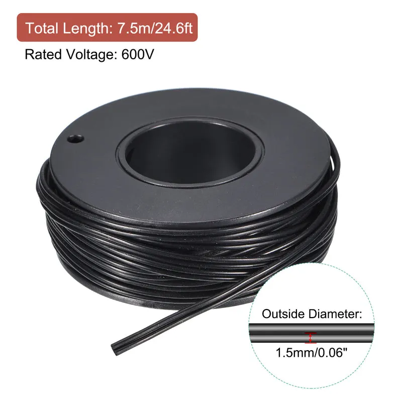 20AWG Ribbon Cable Silicone Wire 2Pin 20 Gauge Ribbon Wire Flat Silicone Cable 7.5m/24.6ft Black Stranded Tinned Copper Wire