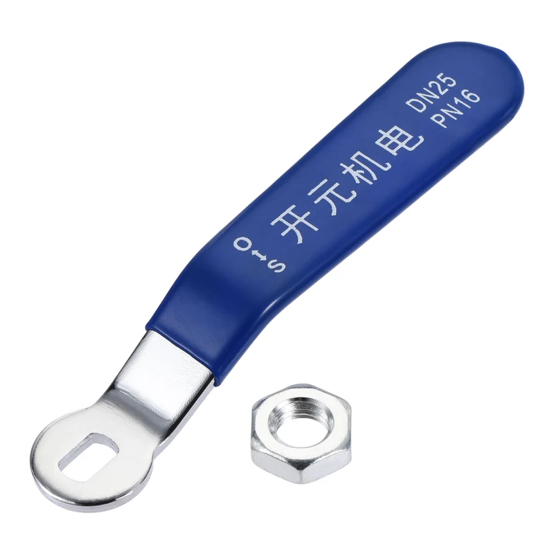 Lever Handle Iron Chrome Plated Replacement with Plastic Grip Blue for DN25 Ball Valve