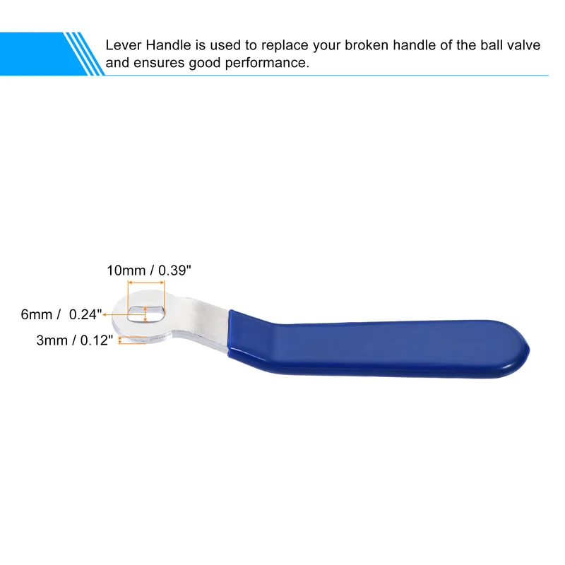 Lever Handle Iron Chrome Plated Replacement with Plastic Grip Blue for DN25 Ball Valve