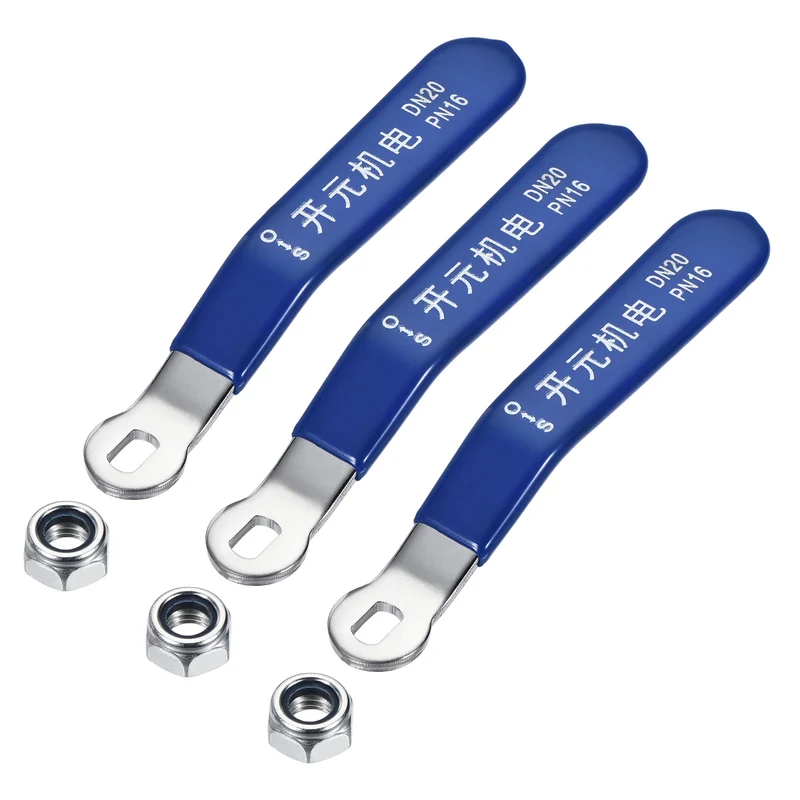 Lever Handle Iron Chrome Plated Replacement Blue for DN20 Ball Valve 3Pcs