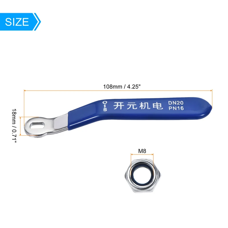 Lever Handle Iron Chrome Plated Replacement Blue for DN20 Ball Valve 3Pcs