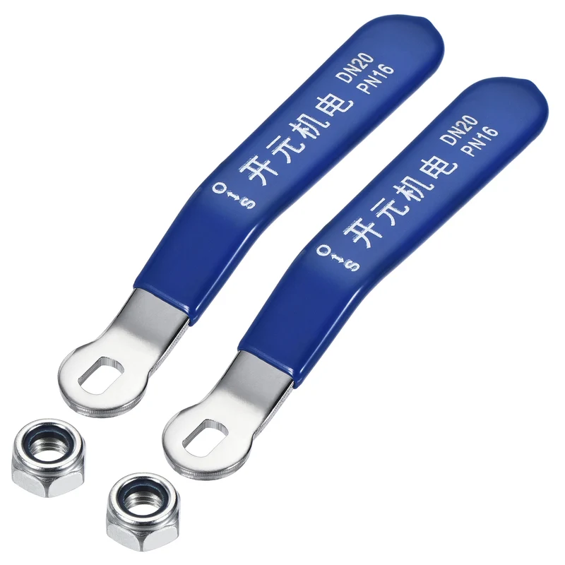 Lever Handle Iron Chrome Plated Replacement with Plastic Grip Blue for DN20 Ball Valve 2Pcs
