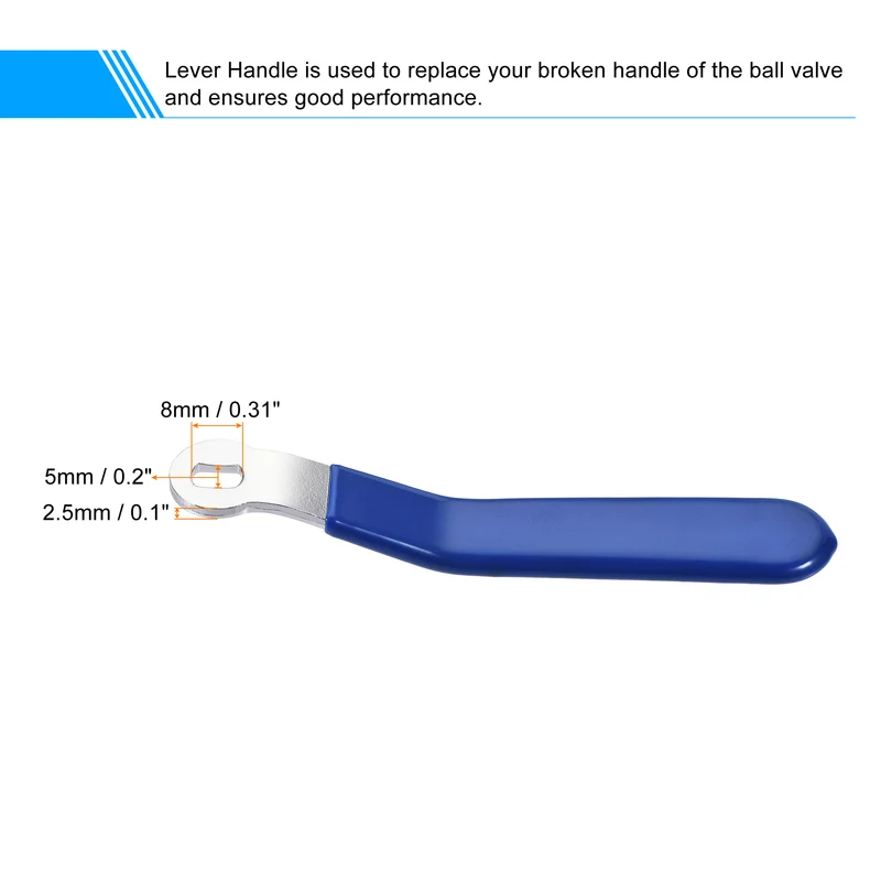 Lever Handle Iron Chrome Plated Replacement Blue for DN20 Ball Valve