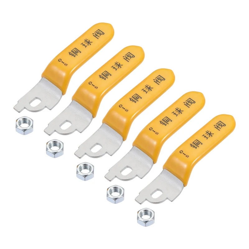 Lever Handle Iron Chrome Plated Replacement Quarter Turn with Plastic Grip Yellow for Ball Valve 5Pcs