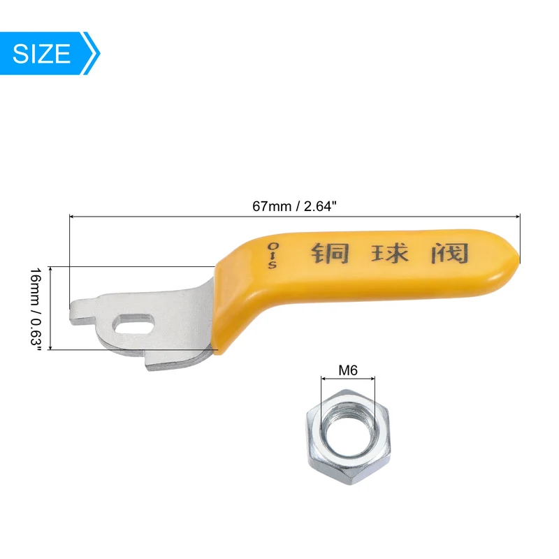 Lever Handle Iron Chrome Plated Replacement Quarter Turn with Plastic Grip Yellow for Ball Valve