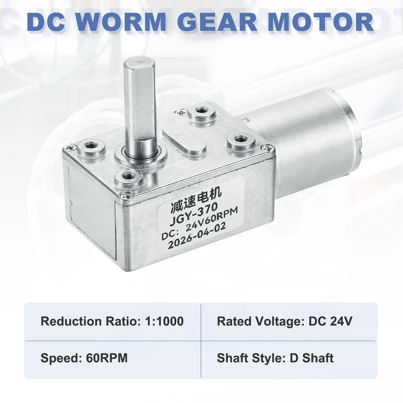 DC 24V 60RPM High Torque Worm Geared Motor JGY-370 Motor with Bracket Screws