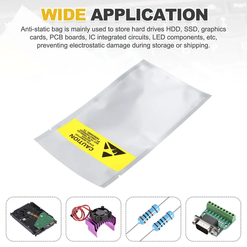 100 Pcs Anti Static Bags Shielding Bag 3.1" x 5.9" Open Top ESD Bags, Silver