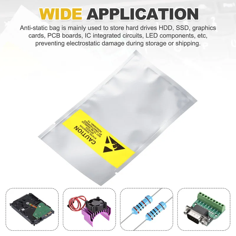 200 Pcs Anti Static Bags Shielding Bag 3.1" x 5.3" Open Top ESD Bags, Silver