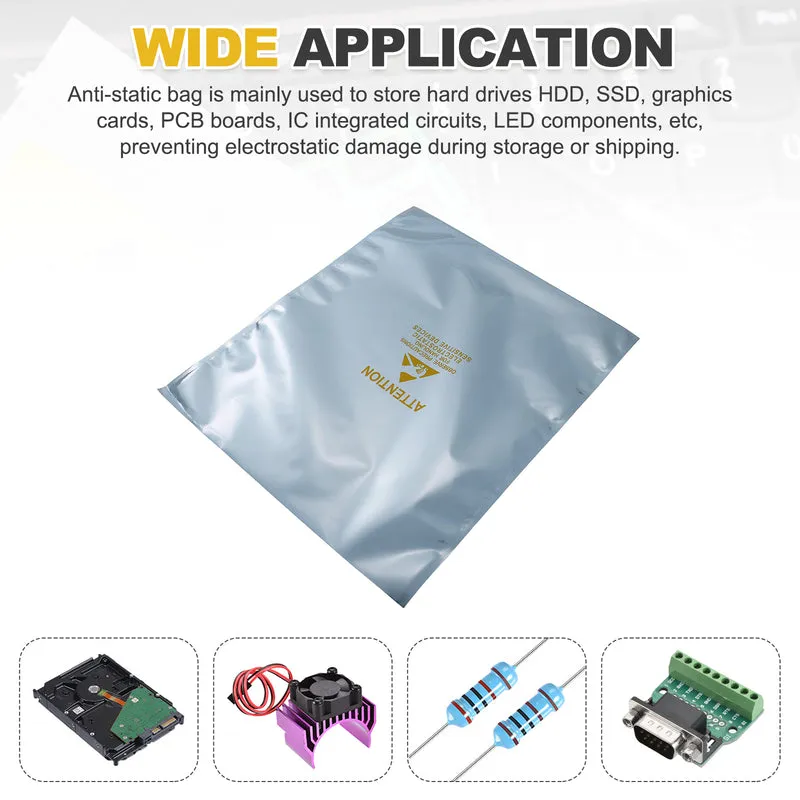 100 Pcs Anti Static Bags Shielding Bag 12.2" x 15.7" Open Top, Silver Gray