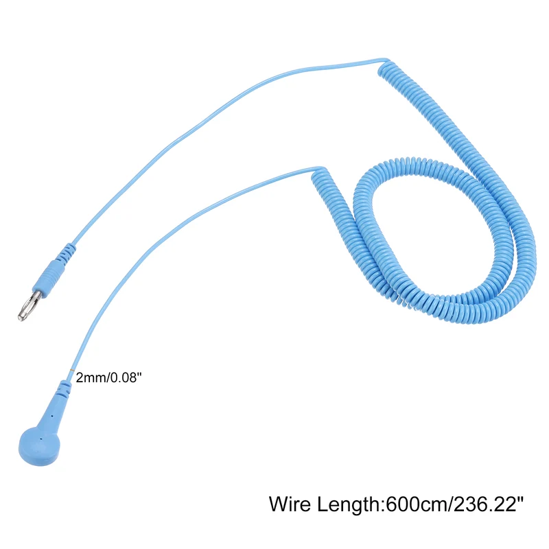 ESD Grounding Cable Cord 600cm/236",Lantern Tip + Buckle 1 Pcs(Blue)