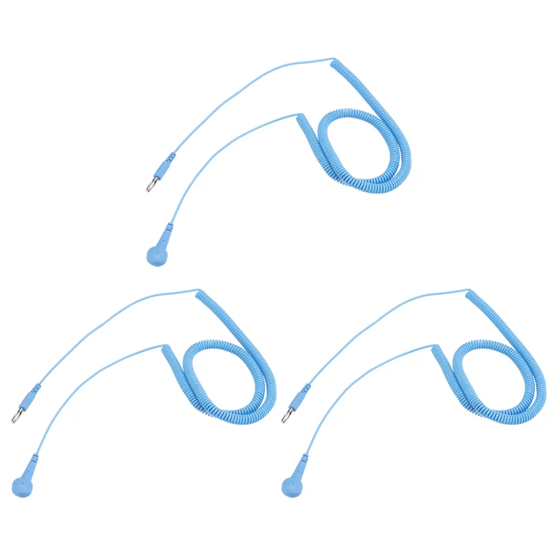 ESD Grounding Cable Cord 500cm/197",Lantern Tip + Buckle 3 Pcs(Blue)