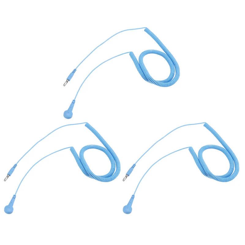 ESD Grounding Cable Cord 400cm/157",Lantern Tip + Buckle 3 Pcs(Blue)