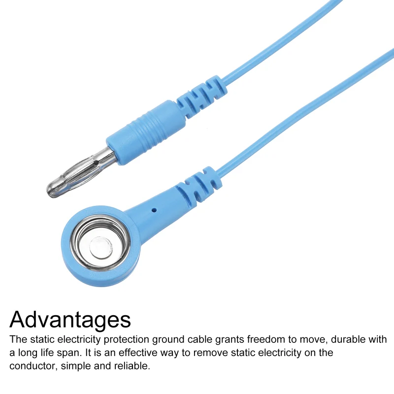 ESD Grounding Cable Cord 400cm/157",Lantern Tip + Buckle 3 Pcs(Blue)