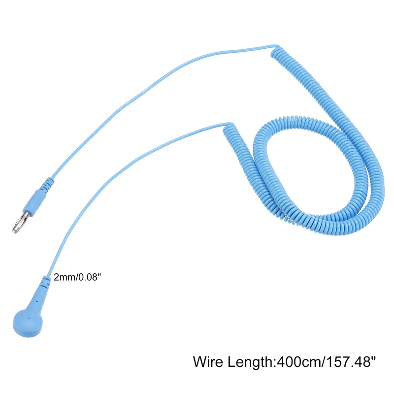 ESD Grounding Cable Cord 400cm/157",Lantern Tip + Buckle 1 Pcs(Blue)