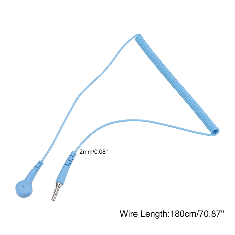 ESD Grounding Cable Cord 180cm/71",Lantern Tip + Buckle 1 Pcs(Blue)