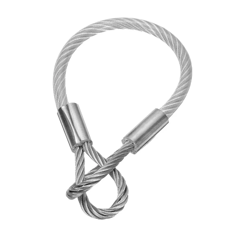 3/16" 1ft 304 Stainless Steel Cable Wire Rope 7 x 19 PVC Coated Looped Ends