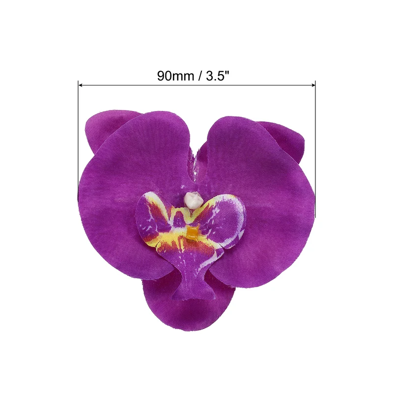 40Pcs 3.5" Artificial Silk Butterfly Orchid Flower Heads for DIY, Dark Purple