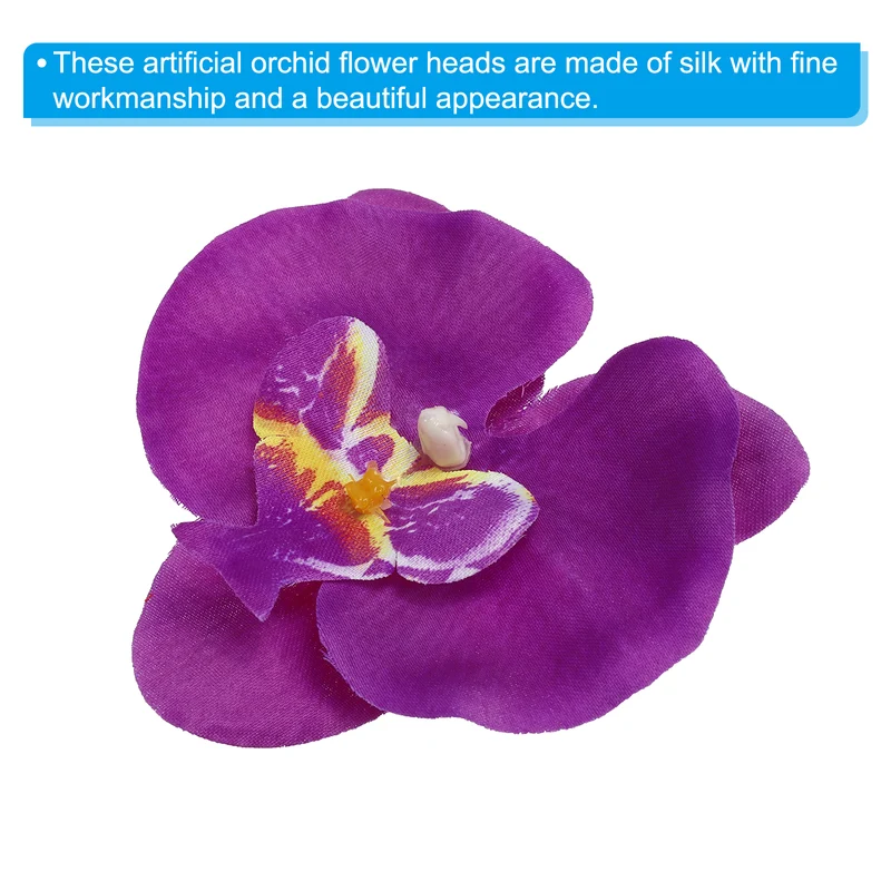 40Pcs 3.5" Artificial Silk Butterfly Orchid Flower Heads for DIY, Dark Purple