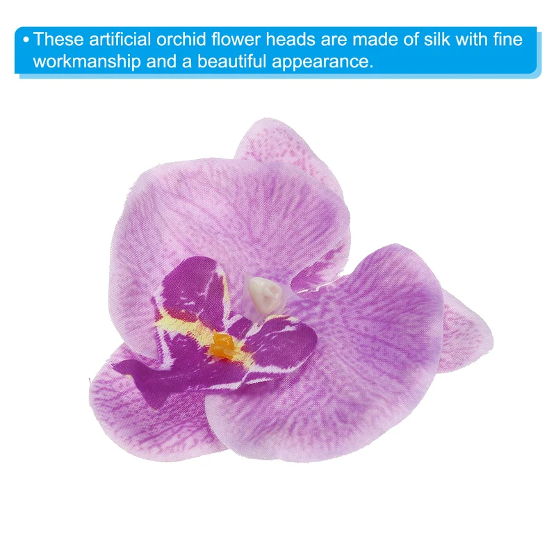 40Pcs 3.5" Artificial Silk Butterfly Orchid Flower Heads for DIY Light Purple