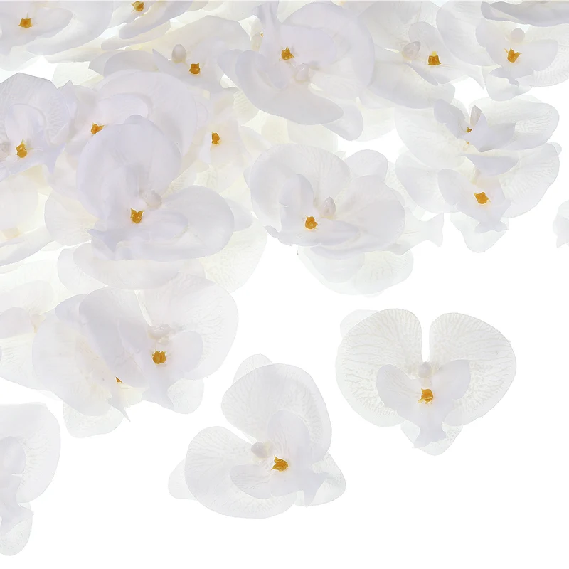 80Pcs 2.8" Artificial Silk Butterfly Orchid Flower Heads for DIY, Pure White