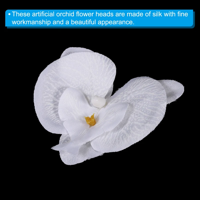 80Pcs 2.8" Artificial Silk Butterfly Orchid Flower Heads for DIY, Pure White
