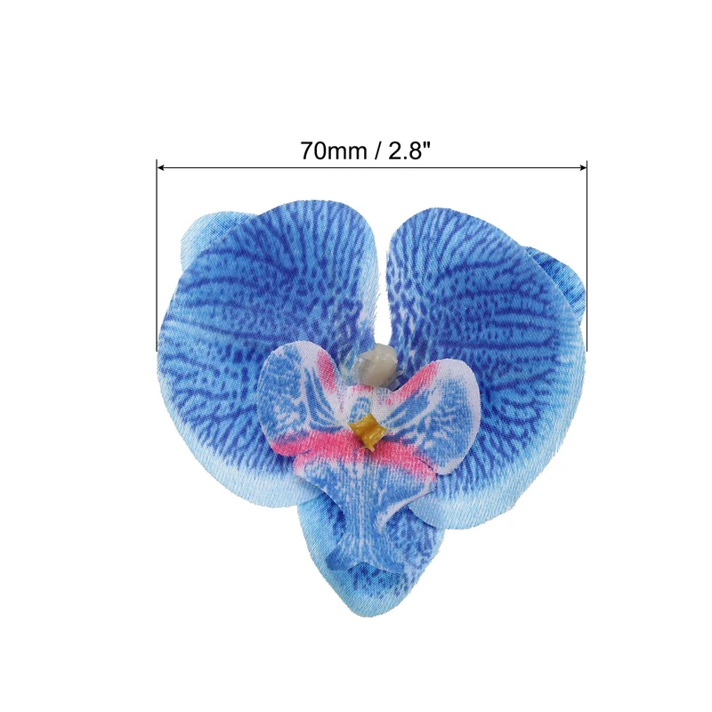 80Pcs 2.8" Artificial Silk Butterfly Orchid Flower Heads for DIY, Blue