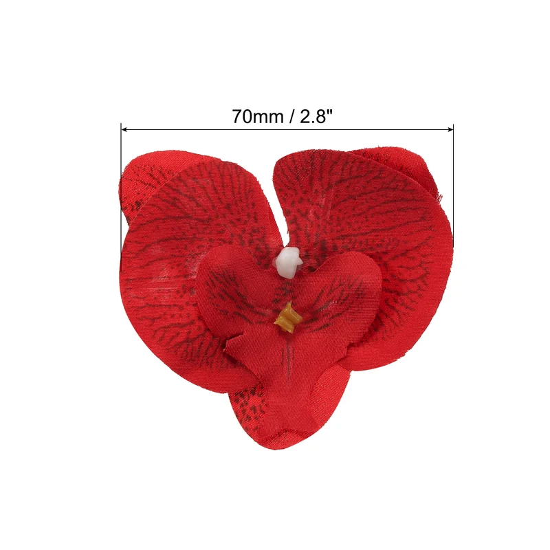 80Pcs 2.8" Artificial Silk Butterfly Orchid Flower Heads for DIY, Red