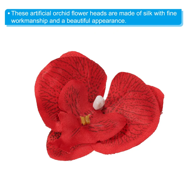 80Pcs 2.8" Artificial Silk Butterfly Orchid Flower Heads for DIY, Red