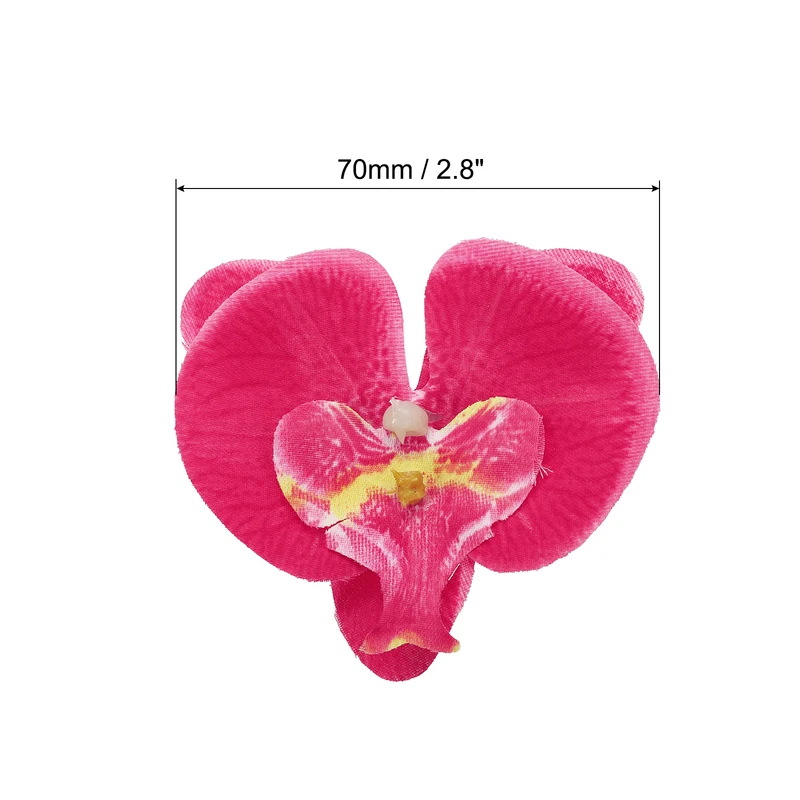 80Pcs 2.8" Artificial Silk Butterfly Orchid Flower Heads for DIY, Fuchsia
