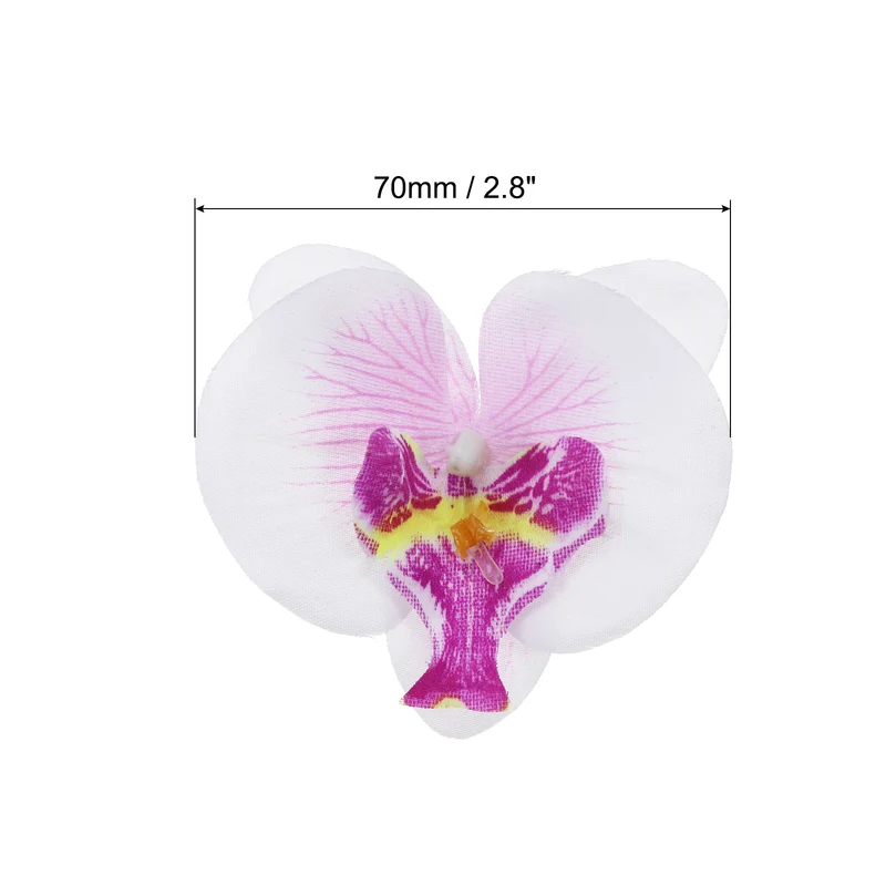 80Pcs 2.8" Artificial Silk Butterfly Orchid Flower Heads for DIY, White Purple