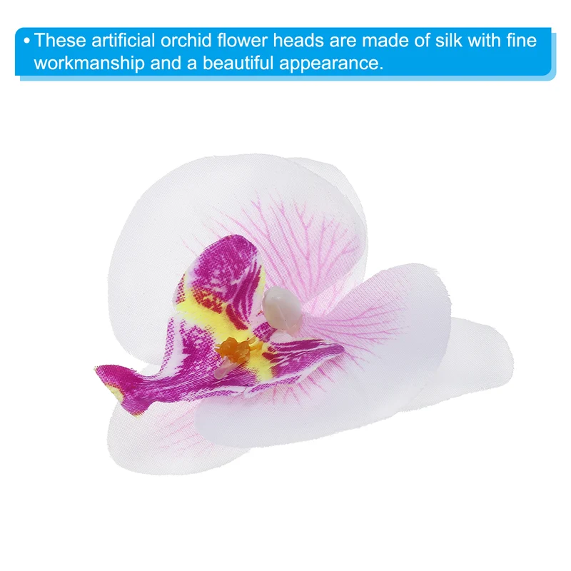 80Pcs 2.8" Artificial Silk Butterfly Orchid Flower Heads for DIY, White Purple
