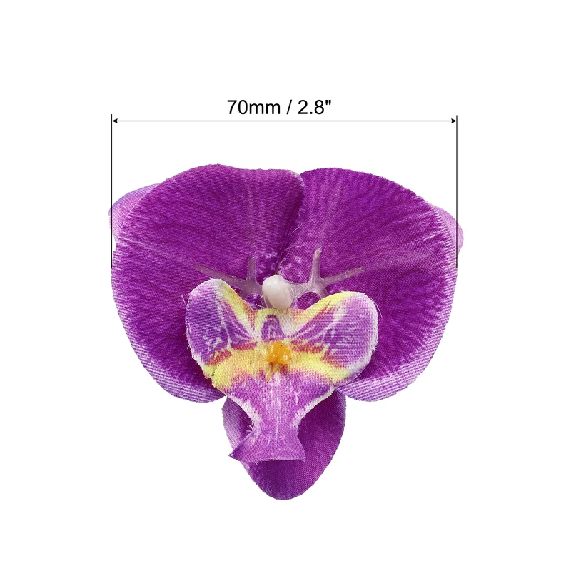 80Pcs 2.8" Artificial Silk Butterfly Orchid Flower Heads for DIY, Dark Purple